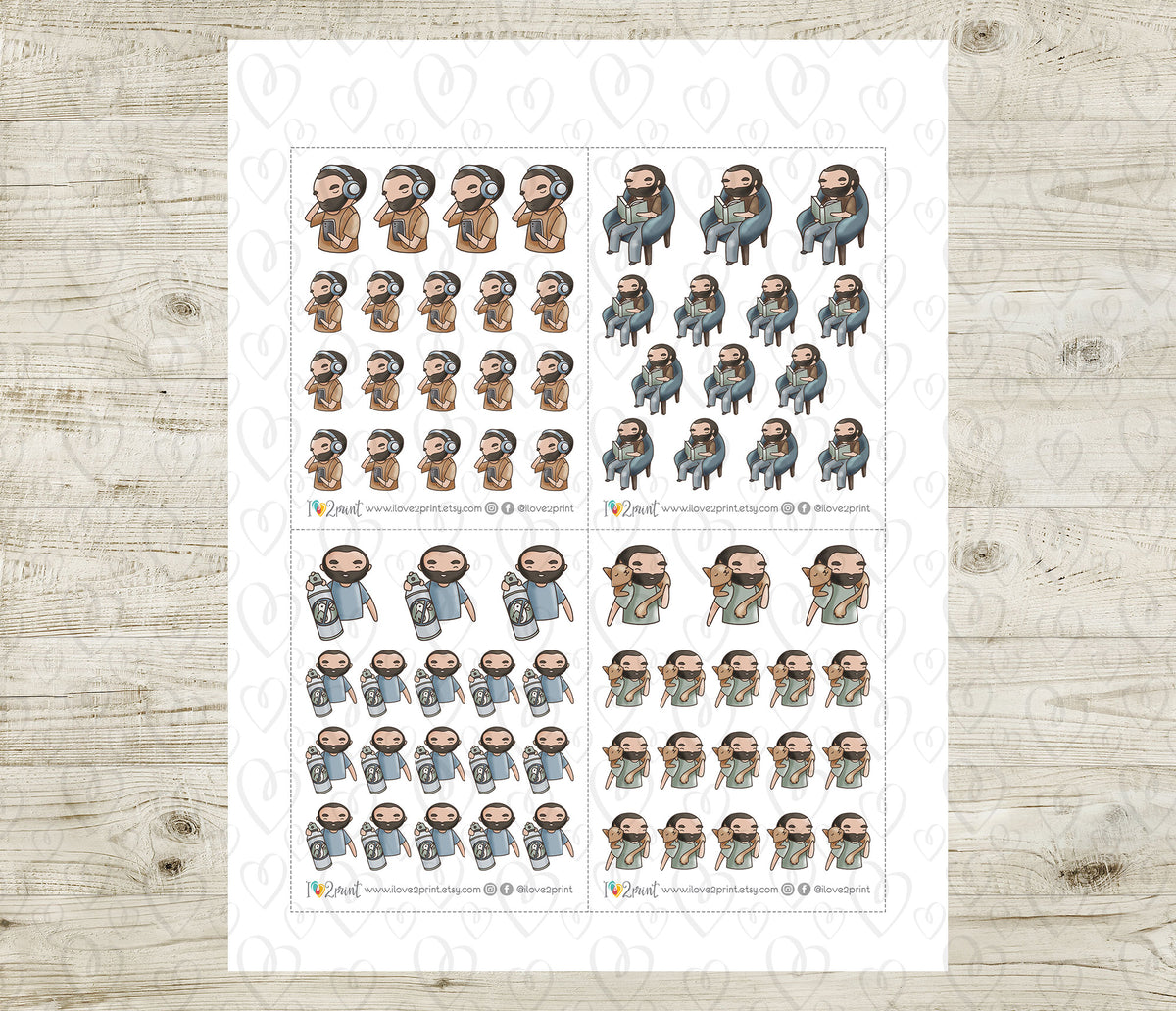 Oliver Chores Set 2 Color Printable Stickers | 2 Skin Tones | Cut Files