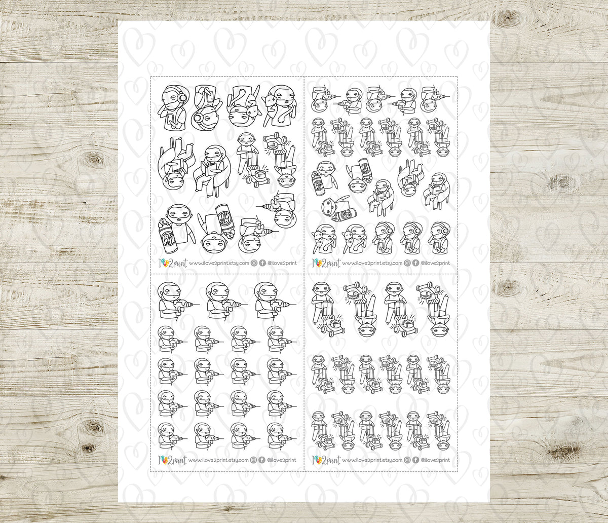Oliver Chores Set 2 Outline Printable Stickers | Color In | Cut Files