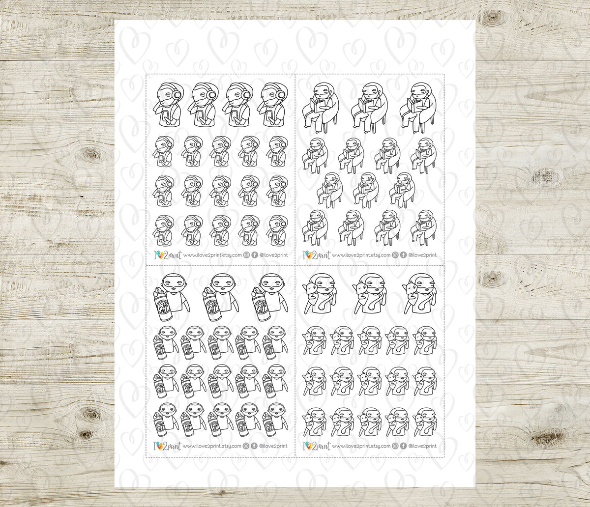 Oliver Chores Set 2 Outline Printable Stickers | Color In | Cut Files