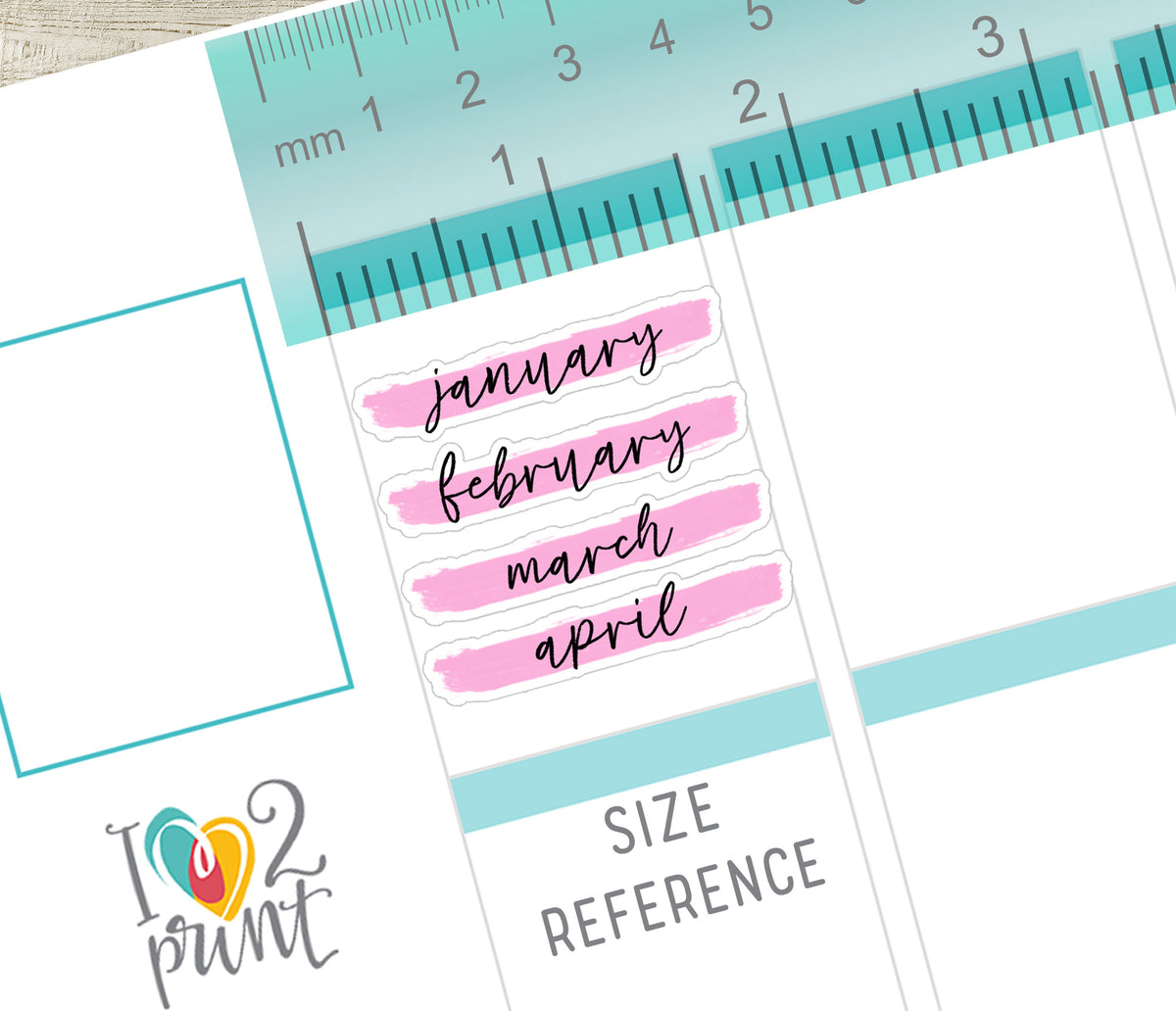 Month Headers Brush Stroke Bright Color Stickers - Printable Month Ban ...