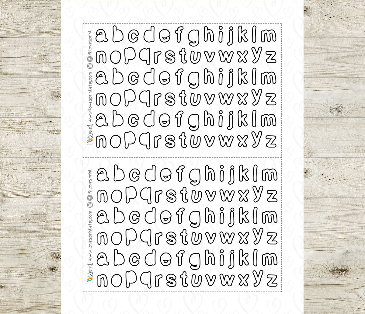 Bubble Alphabet Lined Printable Stickers | Upper & Lowercase | Planner