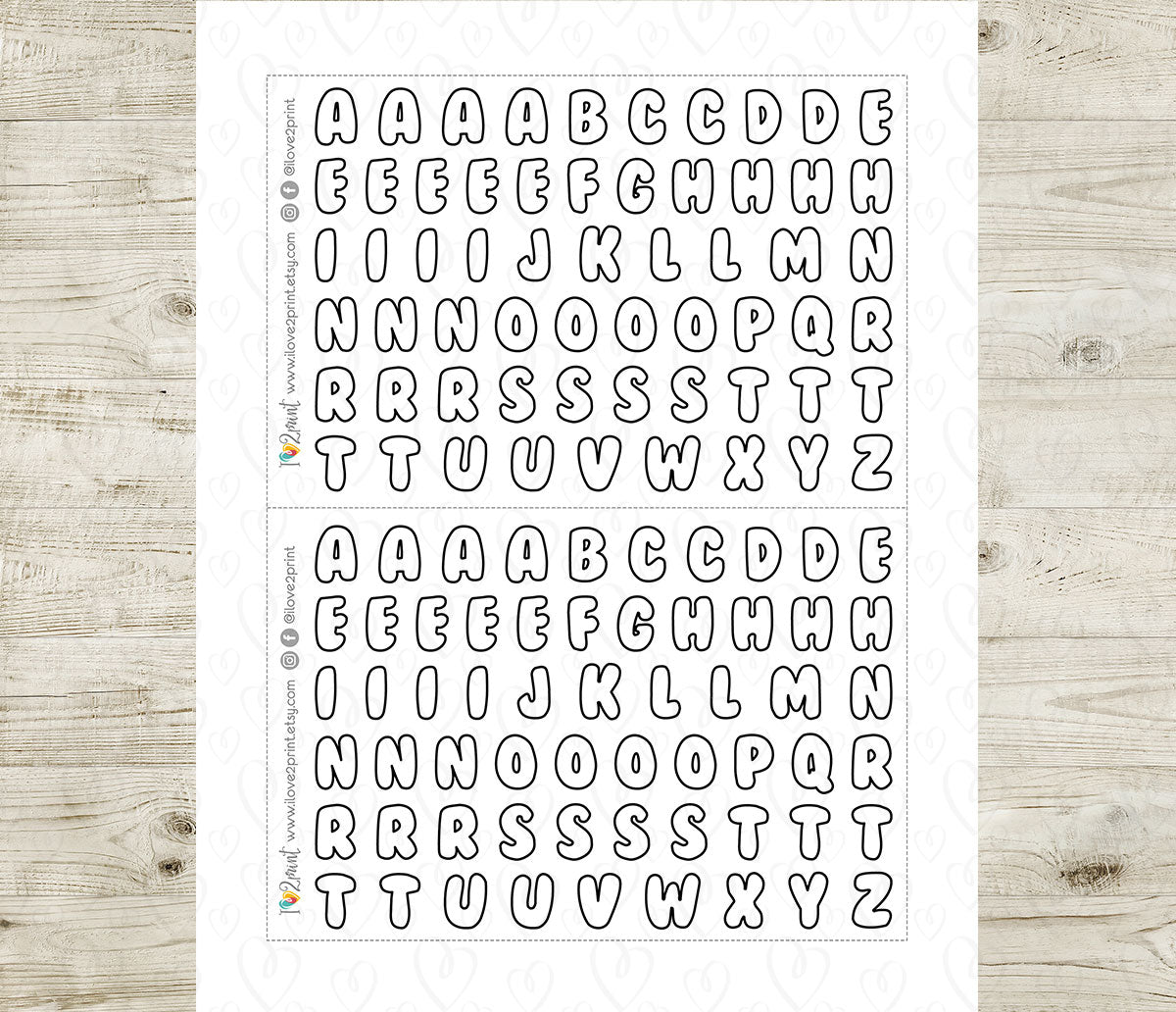 Bubble Alphabet Lined Printable Stickers | Upper & Lowercase | Planner
