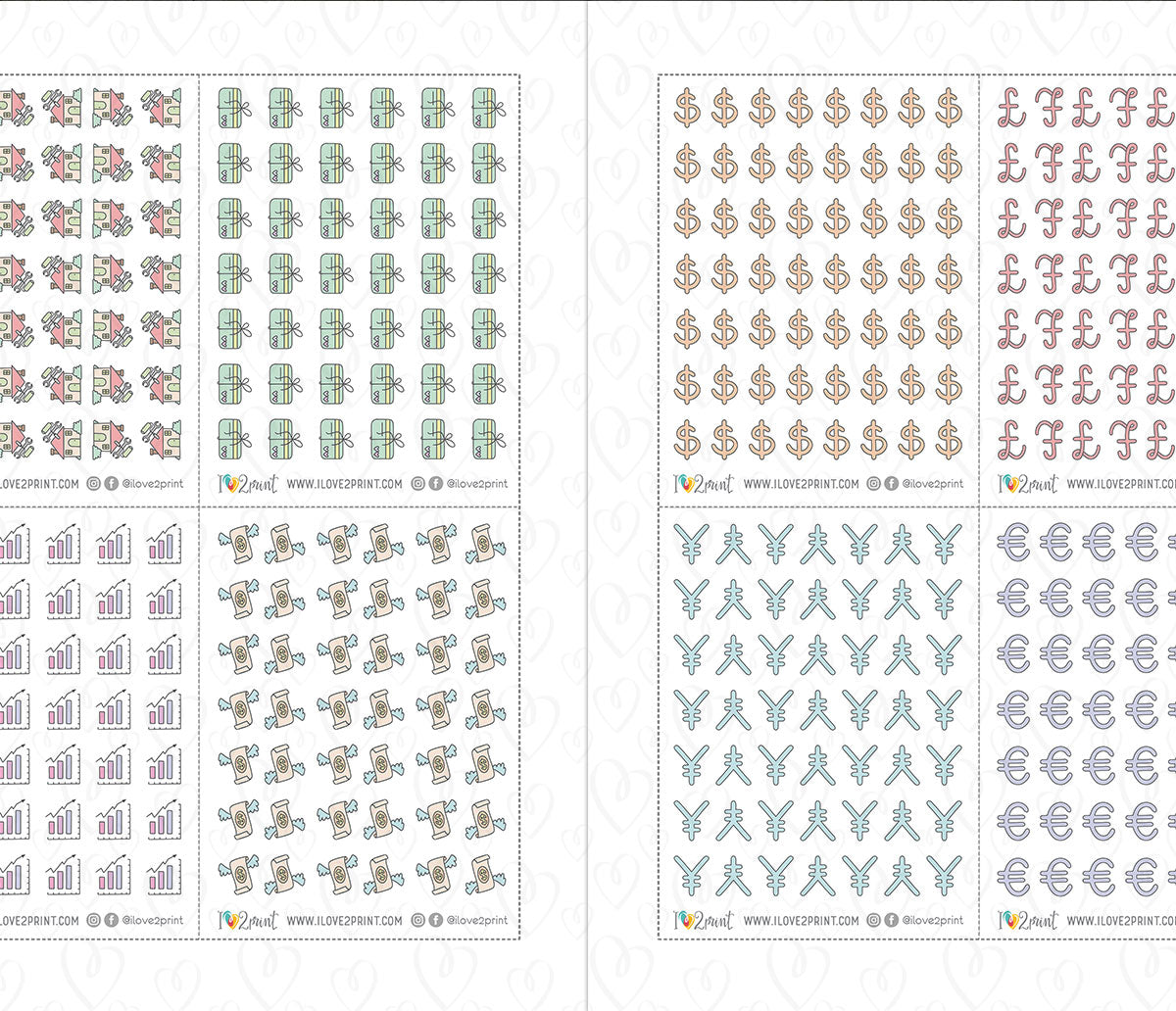 Pay Bills Budget Color Printable Stickers | 68 Mini Icons | 17 Sheets
