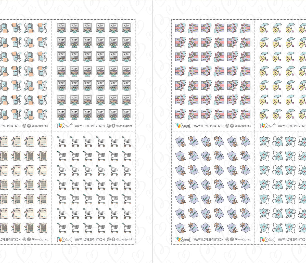 Pay Bills Budget Color Printable Stickers | 68 Mini Icons | 17 Sheets
