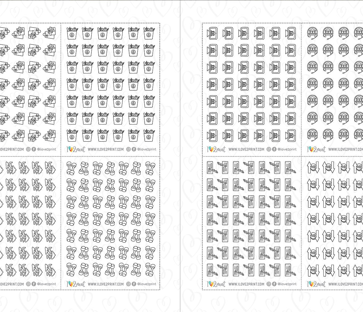 Pay Bills Budget Outline Printable Stickers | 68 Mini Icons | 17 Sheets
