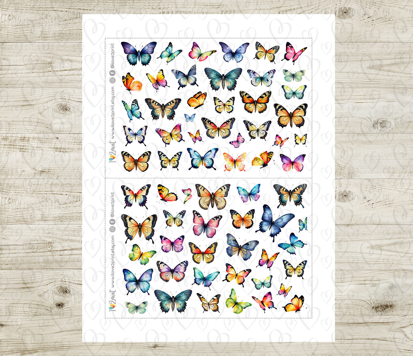 Butterflies Decorative Printable Planner Stickers | Colorful Wings | PDF Cut Files | Instant Download