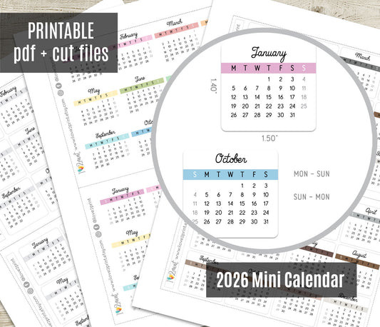 2026 Minimalist Pastel Calendar – Aesthetic Digital Download - PDF & Cut Files