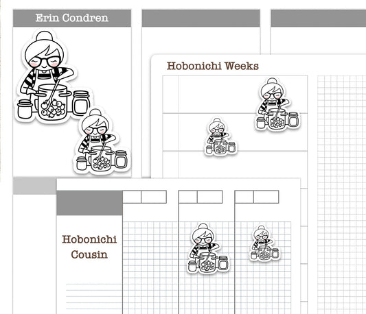 Elena Canning Veggies Doodle Printable Stickers | Outline Preserving | 2 Sizes | PDF Cut Files