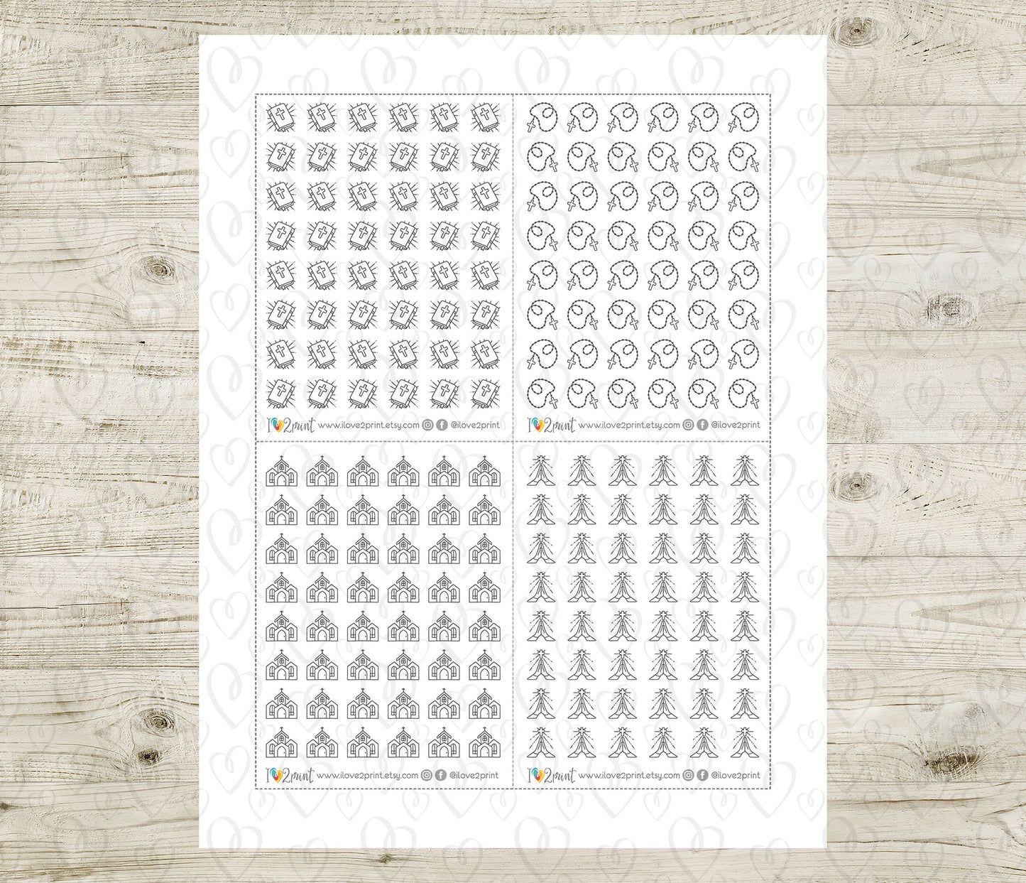 Religious & Christian Icons Printable Stickers – Faith-Based Planner Set