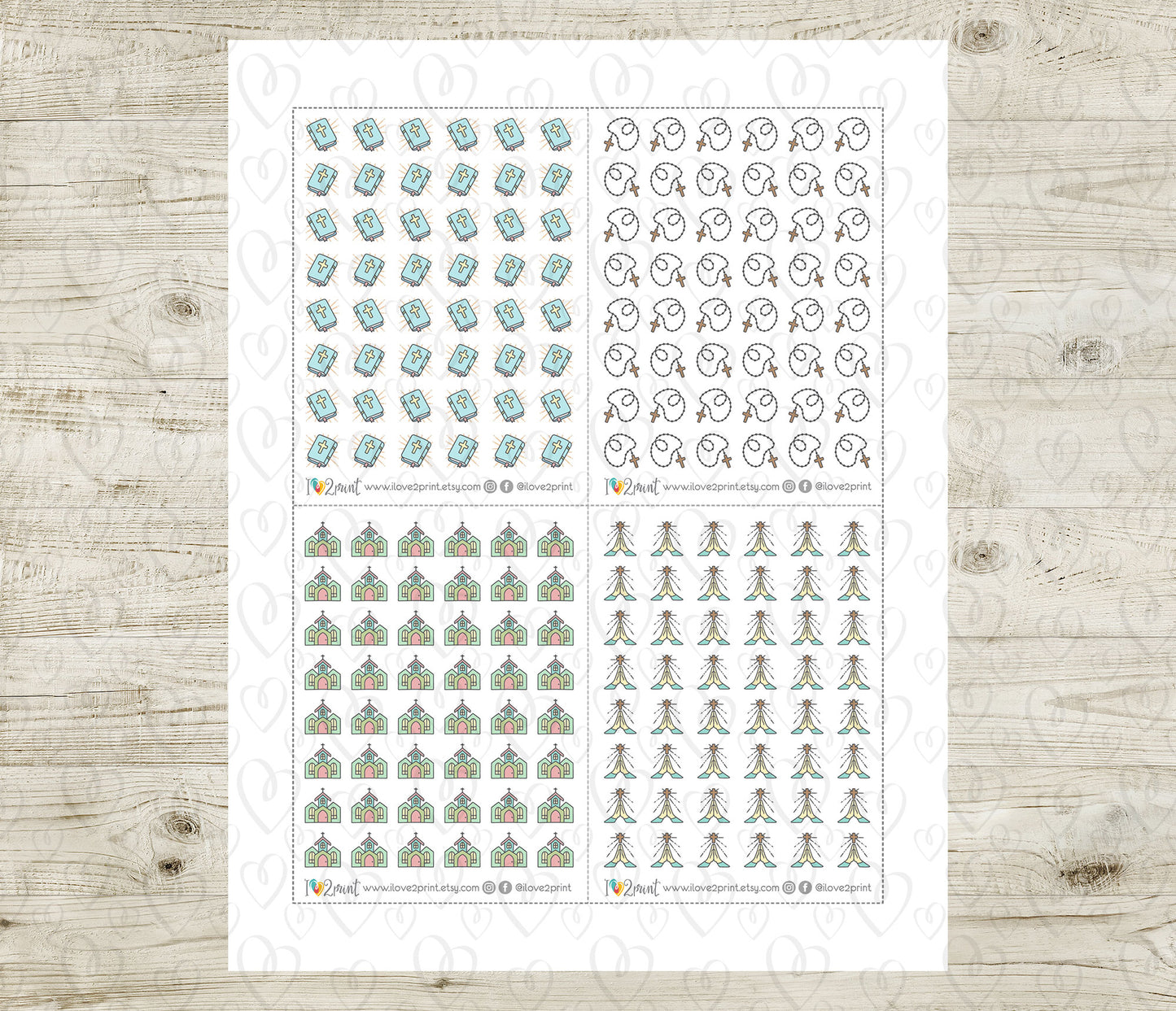 Religious & Christian Icons Printable Stickers – Faith-Based Planner Set