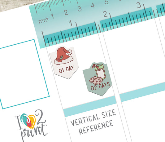 Christmas Countdown Printable Stickers – Hand Drawn Holiday Planner Icons - PDF & Cut Files