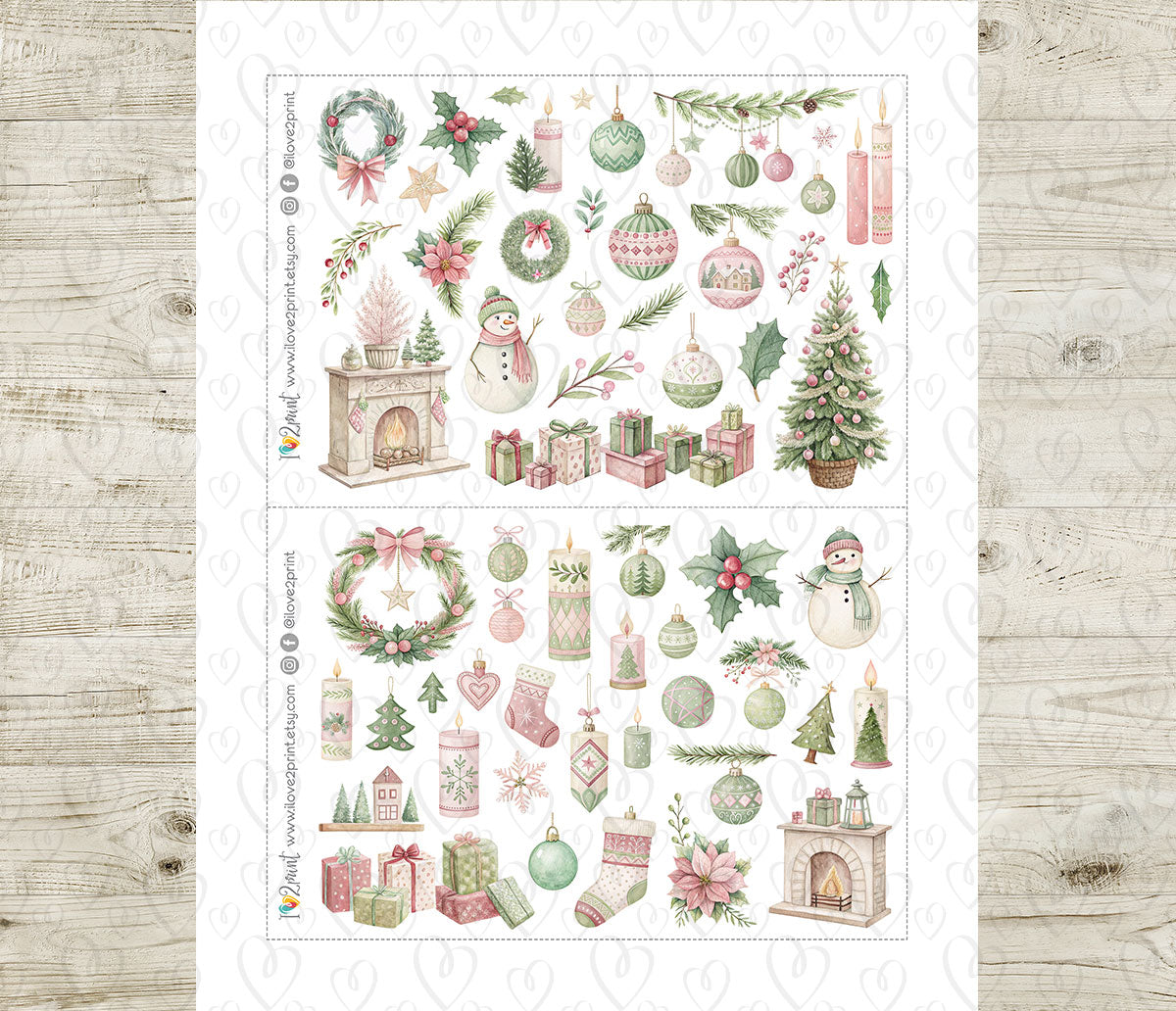 Christmas Ornaments –  Holidays Decorative Stickers – Printable PDF & Cut Files
