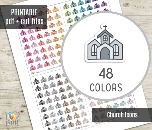 Church Icon Stickers - Functional Printable Stickers - PDF & Cut Files