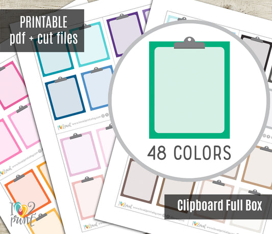 Clipboard Boxes Printable Stickers – 1.5" x 1.9" in 48 Colors