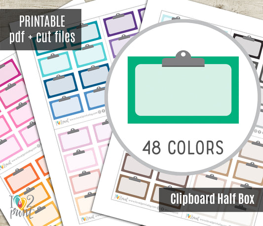 Clipboard Half Boxes Printable Stickers – Functional Planner Dividers