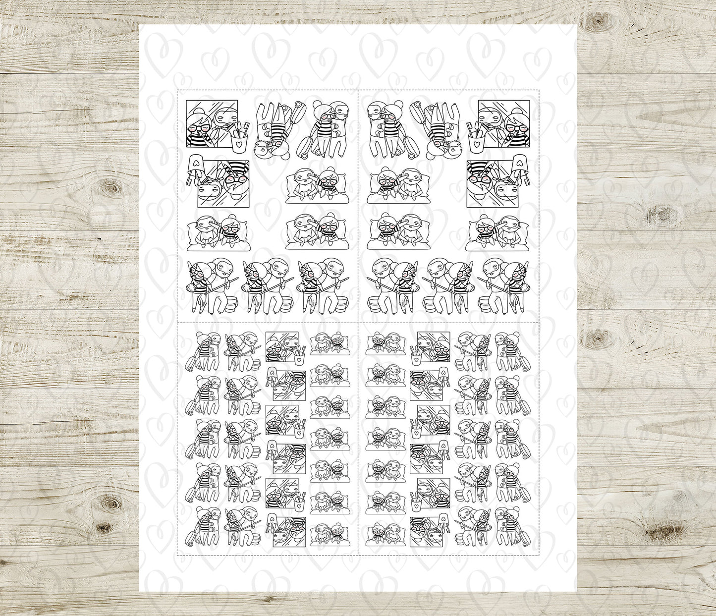 Couple Activities DOODLE Printable Stickers Set 2 - Elena & Oliver