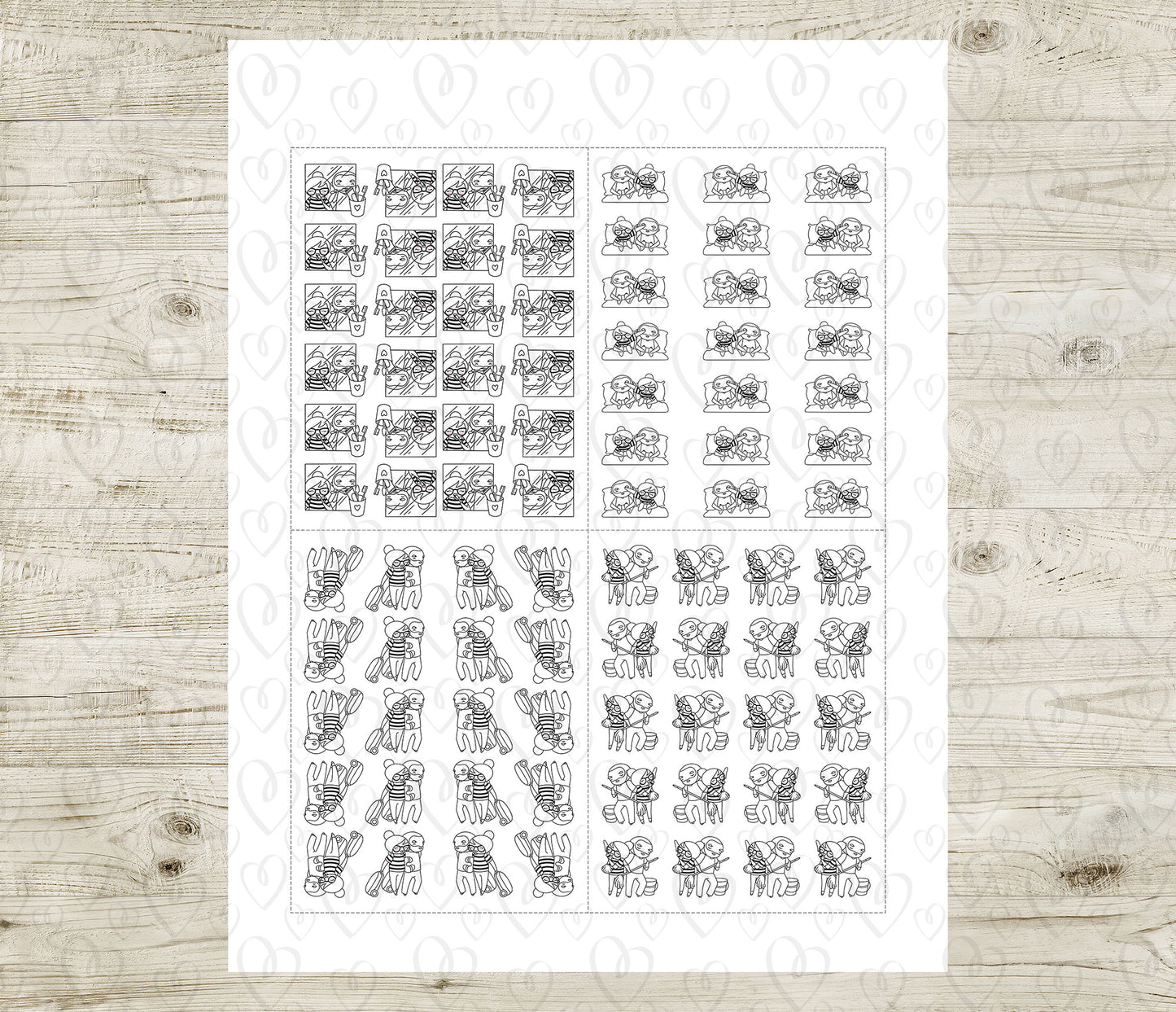 Couple Activities DOODLE Printable Stickers Set 2 - Elena & Oliver