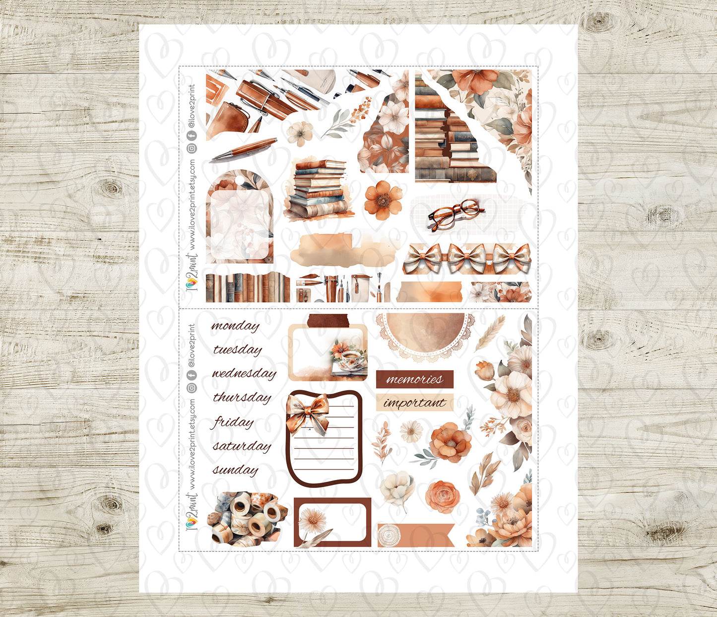 Cozy Office Bullet Journal Stickers | Terracotta Bujo Work Space | PDF Cut Files