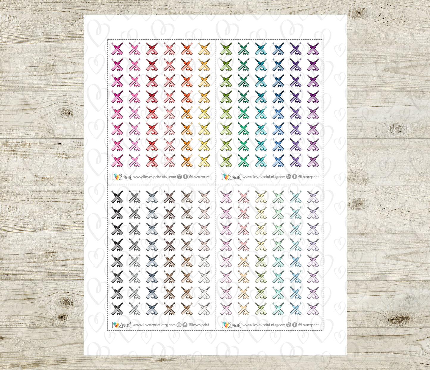 Cricket Icon Stickers - Functional Printable Stickers - PDF & Cut Files