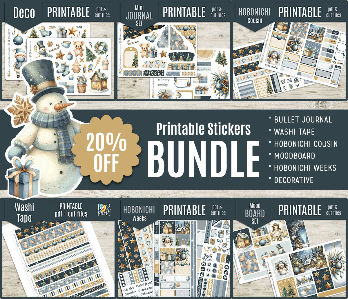 Cute Christmas – COMPLETE COLLECTION – Holidays Printable Planner Stickers BUNDLE – PDF & Cut Files