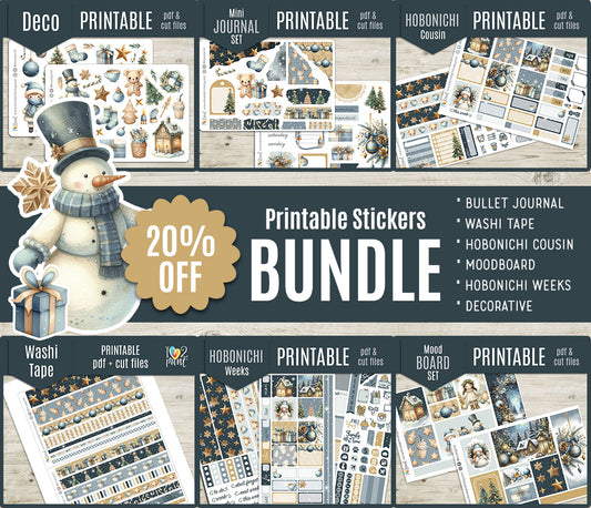 Cute Christmas – COMPLETE COLLECTION – Holidays Printable Planner Stickers BUNDLE – PDF & Cut Files