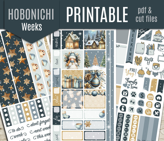 Cute Christmas Hobonichi Weeks Weekly Kit | Planner Stickers | Printable & Cut Files