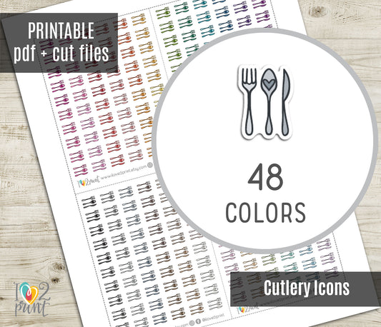 Cutterly Icon Stickers - Functional Printable Stickers - PDF & Cut Files
