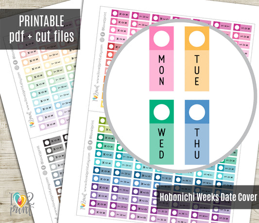 Hobonichi Weeks Date Cover Printable Planner Stickers – PDF & Cut Files