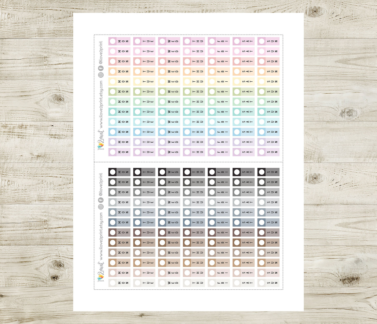 Hobonichi Weeks Date Cover Printable Planner Stickers – PDF & Cut Files