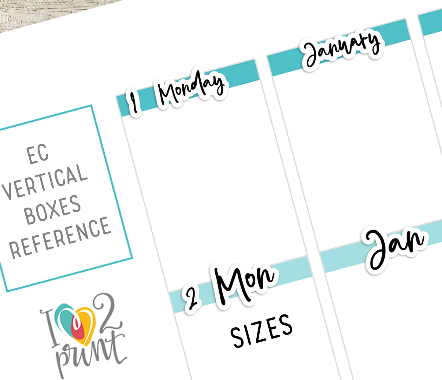 FREEBIE Day, Week & Month Script - Printable Planner Stickers - Pdf & Cut Files