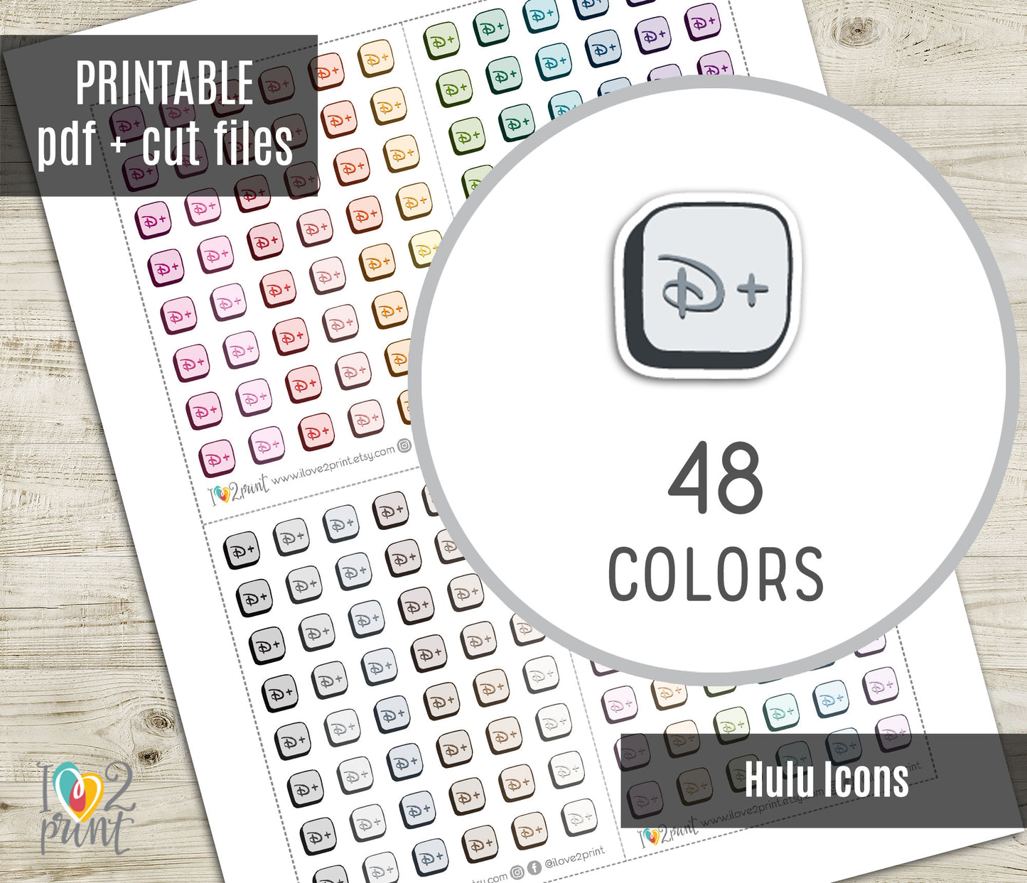 Disney Icon Printable Planner Stickers | Streaming Tracker | PDF Cut Files | Instant Download