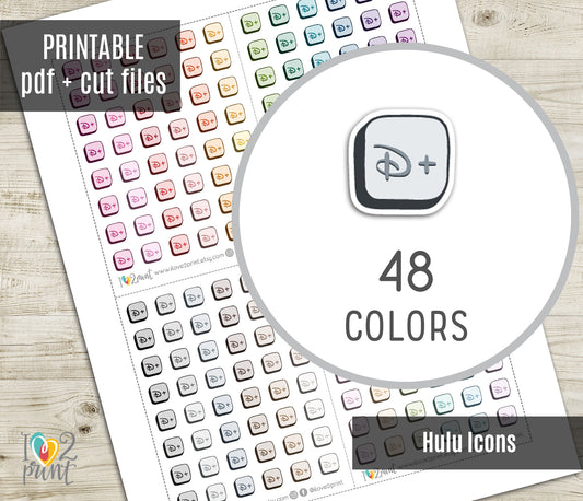 Disney Icon Printable Planner Stickers | Streaming Tracker | PDF Cut Files | Instant Download