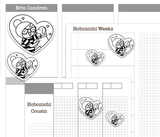 Elena Dog Lover Doodle Printable Planner Stickers | Outline Puppy | 2 Sizes | PDF Cut Files