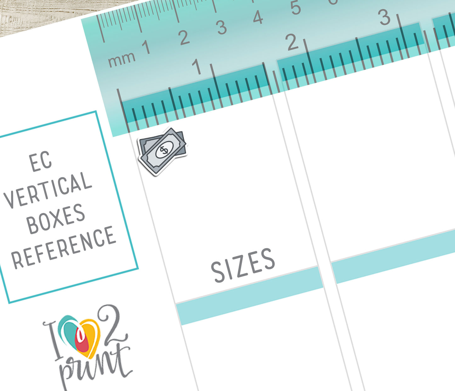 Dollar Bill Mini Icons Printable Planner Stickers | 48 Colors | Finance Budget Labels | PDF Cut Files