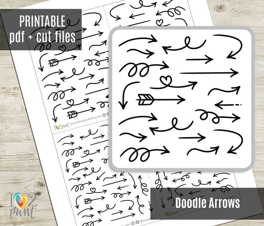 Doodle Arrows Printable Planner Stickers – Fun & Functional PDF + Cut Files – Instant Download