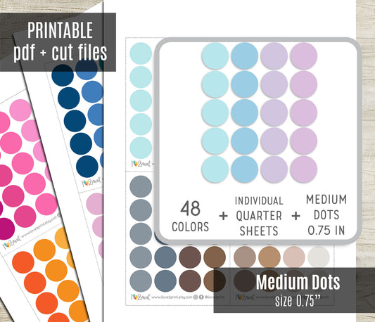 Medium Dot - Functional Printable Stickers - PDF & Cut Files