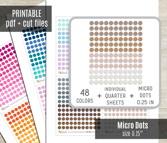 Micro Dot - Functional Printable Stickers - PDF & Cut Files