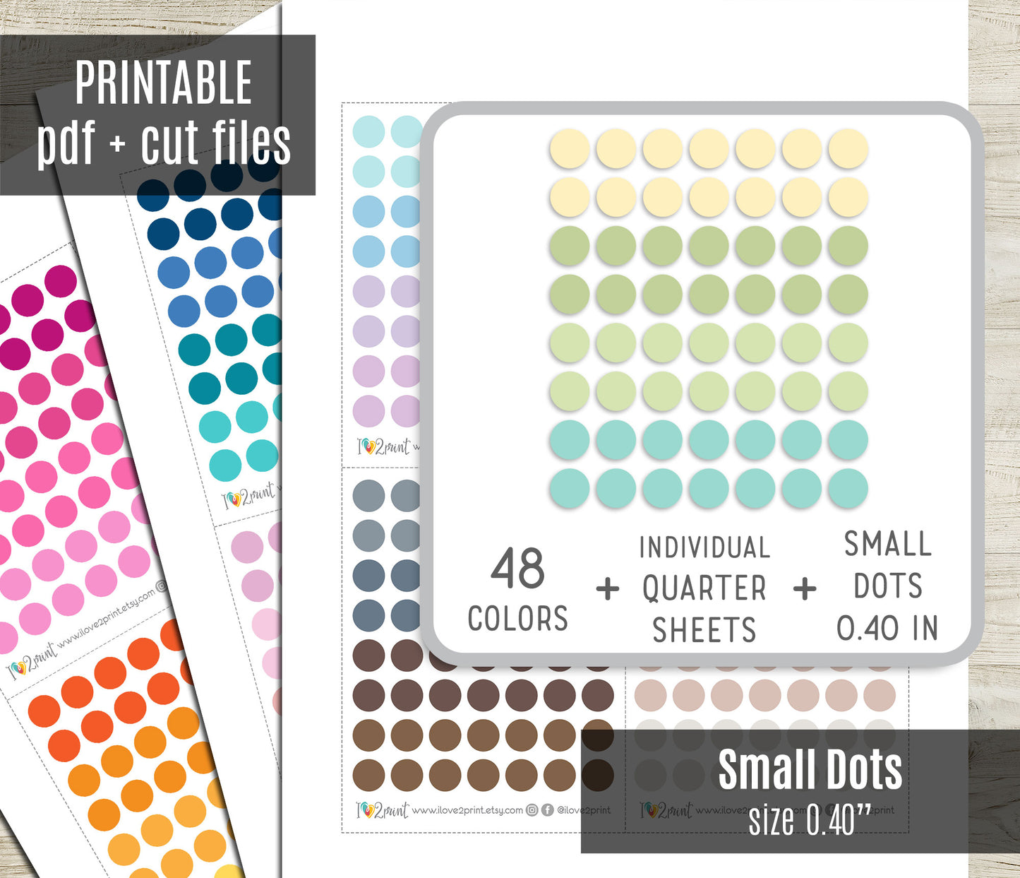 Small Dot - Functional Printable Stickers - PDF & Cut Files
