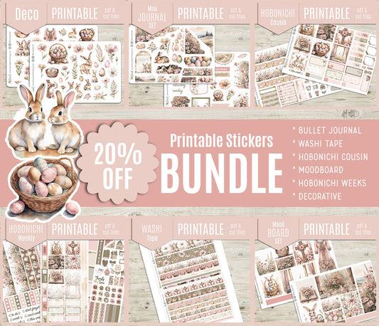 Easter – COMPLETE COLLECTION –  Printable Planner Stickers BUNDLE – PDF & Cut Files