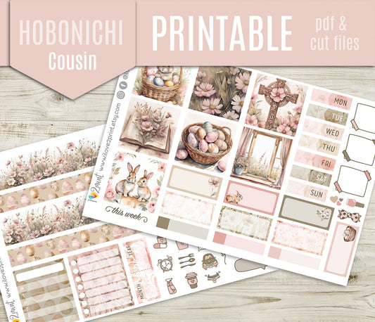 Easter Hobonichi Cousin Stickers – Printable Weekly Kit | Seasonal Planner Stickers | Pdf & Cut Files