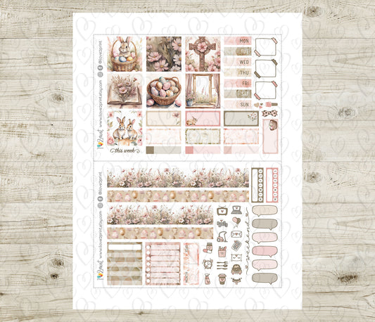 Easter Hobonichi Cousin Stickers – Printable Weekly Kit | Seasonal Planner Stickers | Pdf & Cut Files