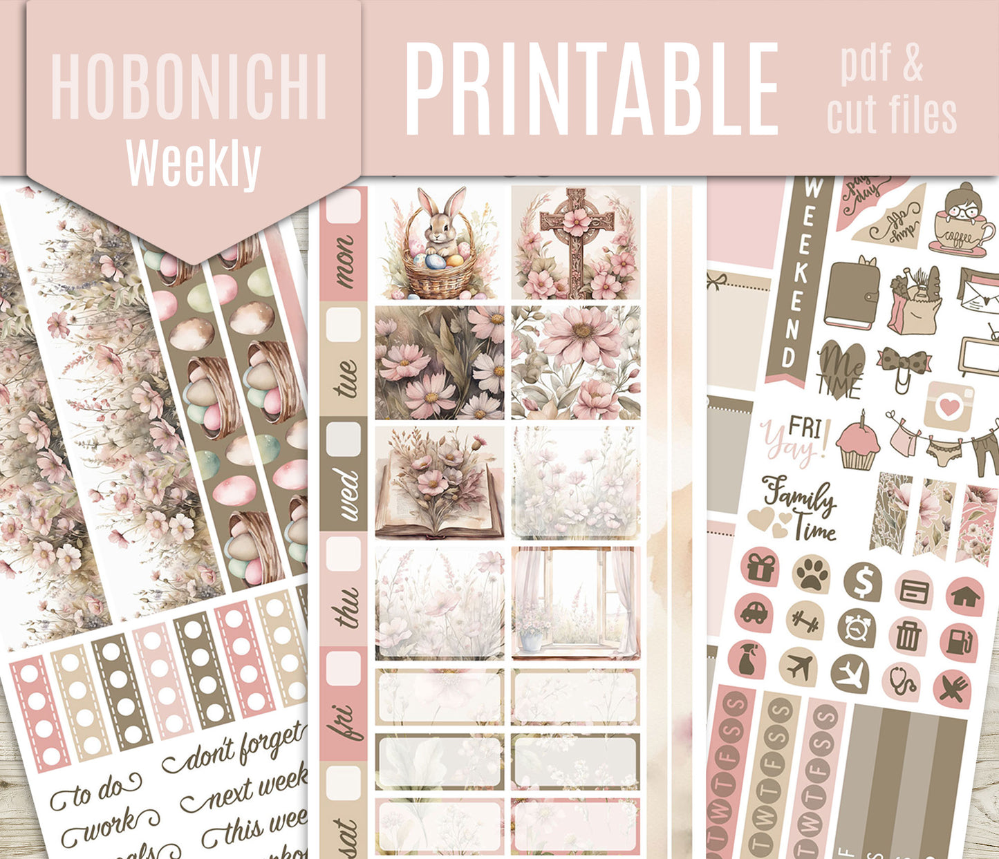 Easter Hobonichi Weeks Weekly Kit | Planner Stickers | Printable & Cut Files