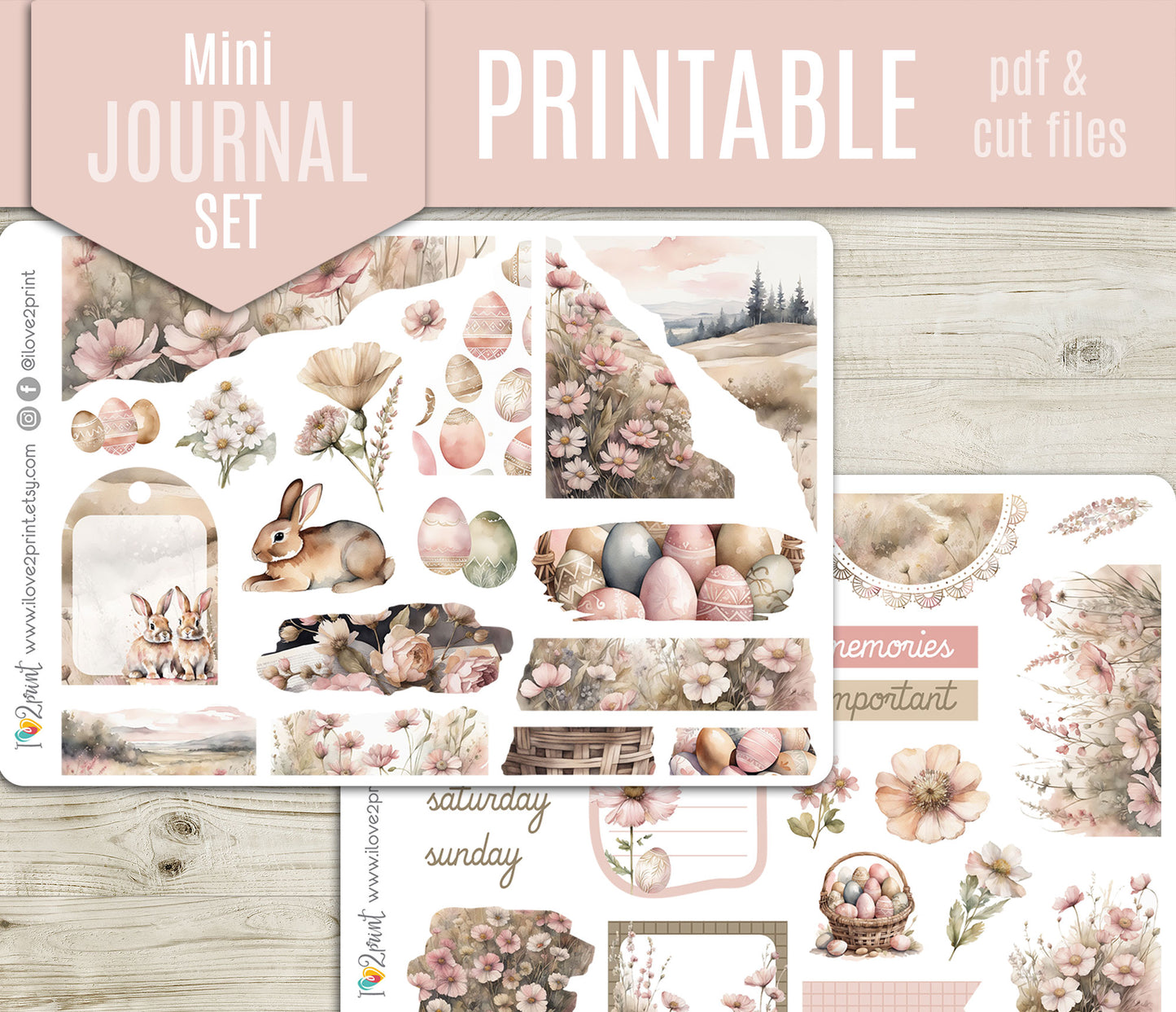 Easter – COMPLETE COLLECTION –  Printable Planner Stickers BUNDLE – PDF & Cut Files