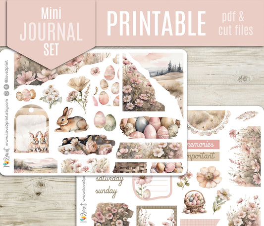 Easter Journal Set – Printable Religious & Floral Stickers - Instant Download