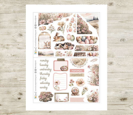 Easter Journal Set – Printable Religious & Floral Stickers - Instant Download