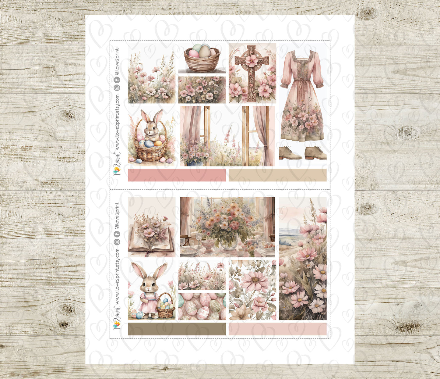 Easter Moodboard Set Stickers – 1.5" Boxes - Printable PDF & Cut Files