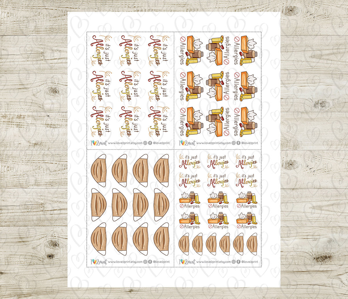 Elena Allergies - COLOR Printable Planner Sticker - PDF & Cut Files