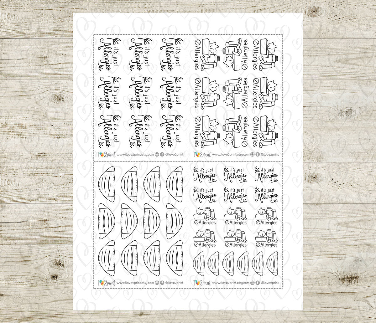 Elena Allergies - DOODLE Printable Planner Sticker - PDF & Cut Files