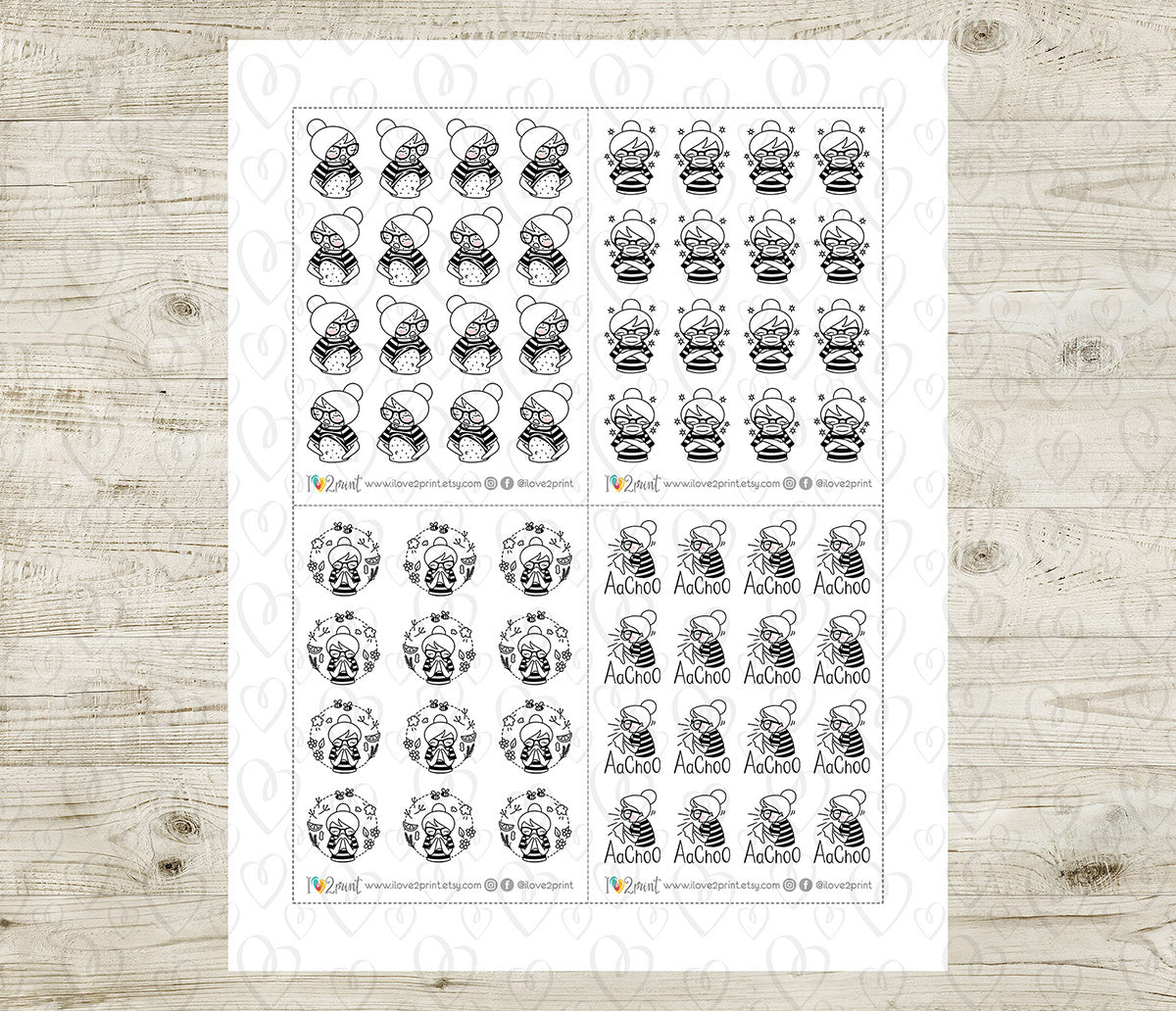 Elena Allergies - DOODLE Printable Planner Sticker - PDF & Cut Files