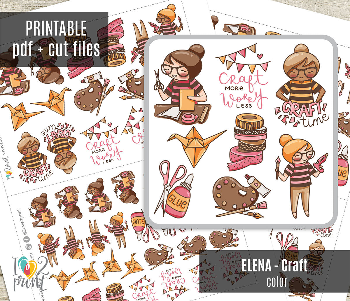 Elena Craft - COLOR Printable Planner Sticker - PDF & Cut Files